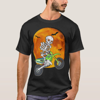 Skeleton Dirt Bike Halloween Motocross Biker T-Shirt