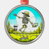 Skeleton Disk Golfing Weihnachten Ornament Aus Metall (Vorne)