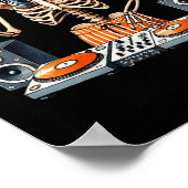 Skeleton Dj Halloween Costume Turntable Music Funn Poster (Ecke)