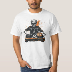 Skeleton DJ Halloween-Party T - Shirt - Spooky Rav