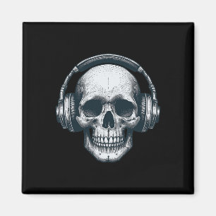 Skeleton Dj Kopfhörer Spooky Skull Musiker Hallo Magnet