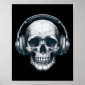 Skeleton Dj Kopfhörer Spooky Skull Musiker Hallo Poster (Vorne)