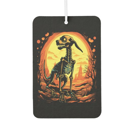 Skeleton Dog Halloween Art Autolufterfrischer (Vorderseite)