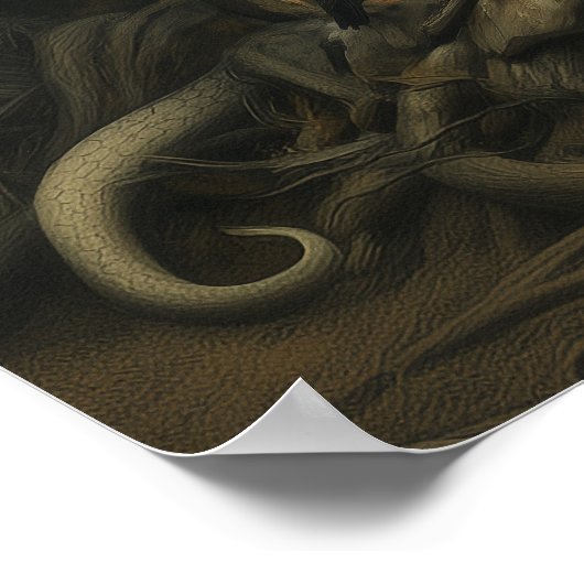 Skeleton Dog Moon Witchy AI Art Matte Value Poster (Ecke)