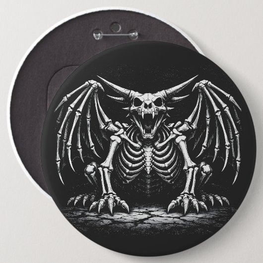 Skeleton-Drache von BurnsInHell Button (Vorne & Hinten)