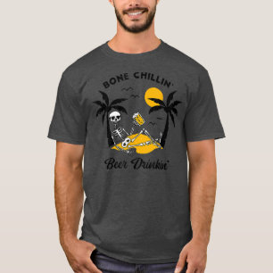 Skeleton Drink Beer am Strand Funny Beach Vacati T-Shirt