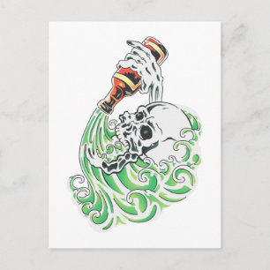 Skeleton Drink Bier Postkarte