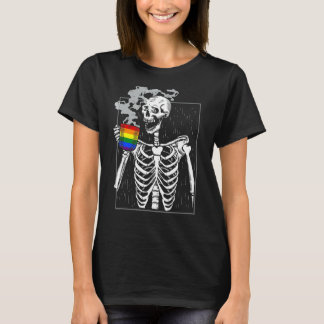 Skeleton Drink Coffee Gay Pride Monat Monat Q Al T-Shirt