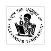 Skeleton Drink Coffee Reading Buch #2 Name Permastempel (Design)