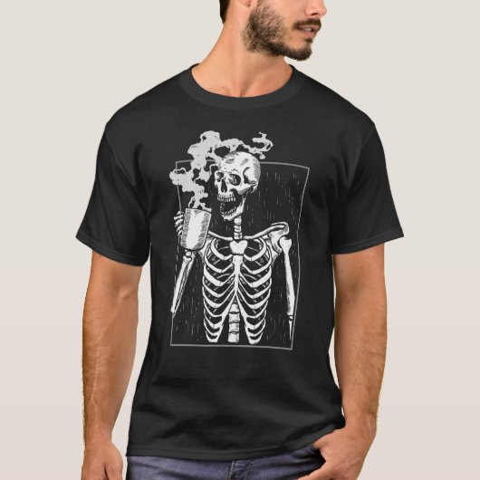Skeleton Drink Kaffee Coffeine Kaffeehaus T-Shirt (Vorderseite)