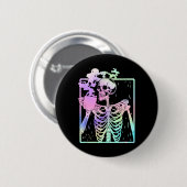 Skeleton Drink Kaffee Frauen Männer Halloween Cost Button (Vorne & Hinten)
