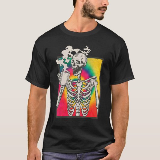 Skeleton Drink Kaffee LGB Q Transgender Pride T-Shirt (Vorderseite)