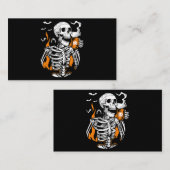 Skeleton Drink Kaffee Lover Funny Boo Halloween Co Visitenkarte (Vorne/Hinten)