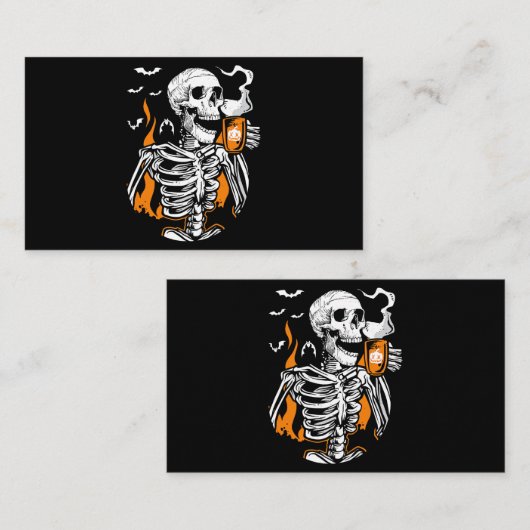 Skeleton Drink Kaffee Lover Funny Boo Halloween Co Visitenkarte (Vorne/Hinten)