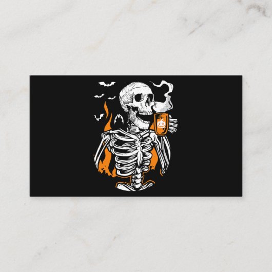 Skeleton Drink Kaffee Lover Funny Boo Halloween Co Visitenkarte (Vorderseite)