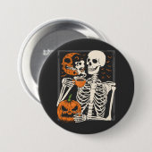 Skeleton Drink Kaffee Lover Halloween Skull RO Button (Vorne & Hinten)