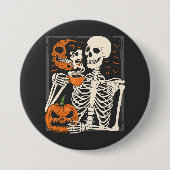 Skeleton Drink Kaffee Lover Halloween Skull RO Button (Vorderseite)