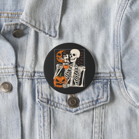 Skeleton Drink Kaffee Lover Halloween Skull RO Button (Beispiel)