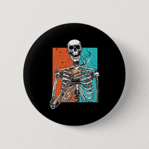 Skeleton Drink Kaffee Lover Spaß Halloween Schädel Button