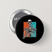 Skeleton Drink Kaffee Lover Spaß Halloween Schädel Button (Vorne & Hinten)