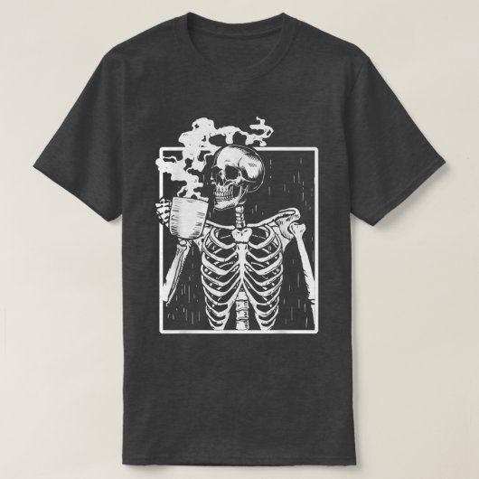Skeleton Drink Kaffee lustige Grunge ästhetische H T-Shirt (Design vorne)