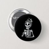 Skeleton Drink Kaffee Skull Funny Halloween Wom Button (Vorne & Hinten)
