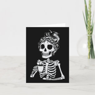 Skeleton Drink Kaffee Skull Funny Halloween Wom Karte
