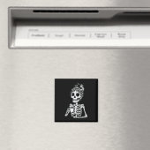 Skeleton Drink Kaffee Skull Funny Halloween Wom Magnet (In Situ (Geschirrspüler))