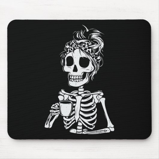 Skeleton Drink Kaffee Skull Funny Halloween Wom Mousepad (Vorne)