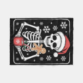 Skeleton Drink Kaffee Weihnachtsmannmütze Weihnach Fleecedecke (Vorderseite (Horizontal))