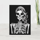 Skeleton Drinking Beverage Monochrome Gothic Hallo Karte (Vorderseite)