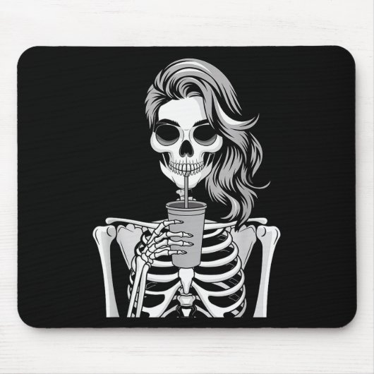 Skeleton Drinking Beverage Monochrome Gothic Hallo Mousepad (Vorne)