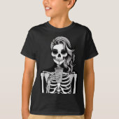 Skeleton Drinking Beverage Monochrome Gothic Hallo T-Shirt (Vorderseite)