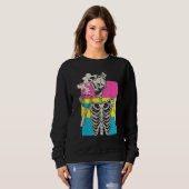 Skeleton Drinking Coffee LGBT Q Pansexual Pride Pa Sweatshirt (Vorne ganz)