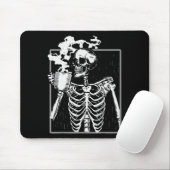 Skeleton Drinking Coffee Lover Funny Halloween Sku Mousepad (Mit Mouse)