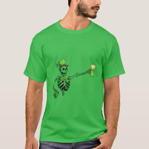 Skeleton Drinking Green Beer St Patricks Day Iris T-Shirt
