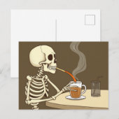 Skeleton Drinks Kaffeekunst Kunst Postkarte (Vorne/Hinten)