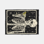 Skeleton Drinks Martini Schwanz Retro Halloween Co Fleecedecke (Vorderseite (Horizontal))