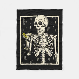 Skeleton Drinks Martini Schwanz Retro Halloween Co Fleecedecke