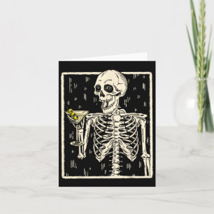 Skeleton Drinks Martini Schwanz Retro Halloween Co Karte