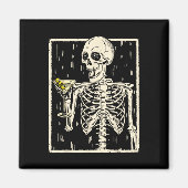 Skeleton Drinks Martini Schwanz Retro Halloween Co Magnet (Vorne)