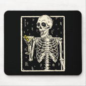 Skeleton Drinks Martini Schwanz Retro Halloween Co Mousepad (Vorne)