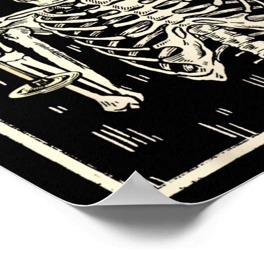 Skeleton Drinks Martini Schwanz Retro Halloween Co Poster (Ecke)