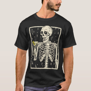 Skeleton Drinks Martini Schwanz Retro Halloween Co T-Shirt
