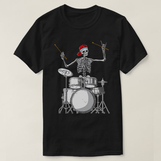 Skeleton Drummer Halloween Costume Playing Drums G T-Shirt (Design vorne)