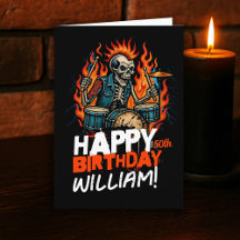 Skeleton Drummer Musicians Birthday Card Funny
