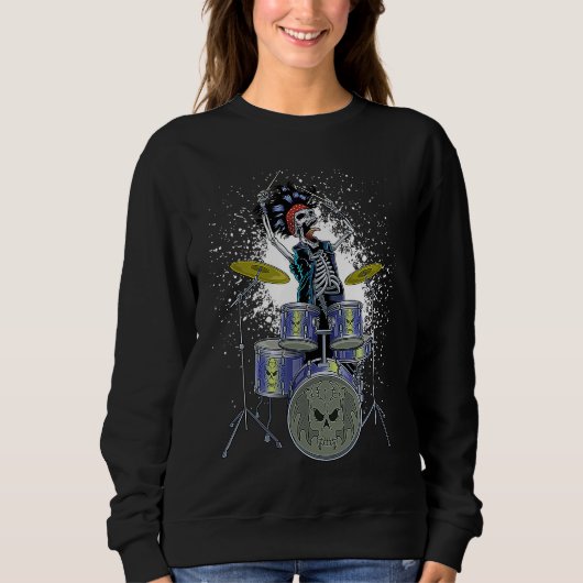 Skeleton Drummer Skull Drums Cool Percussion Drum  Sweatshirt (Vorderseite)