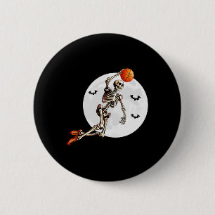 Skeleton Dunk Basketball Spieler Halloween Moon Button