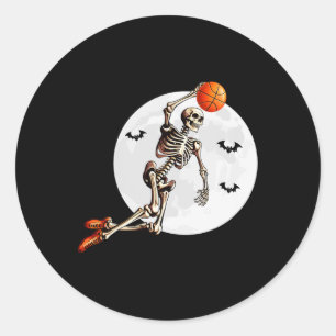 Skeleton Dunk Basketball Spieler Halloween Moon Runder Aufkleber