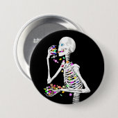 Skeleton Eating Halloween Candy Button (Vorne & Hinten)